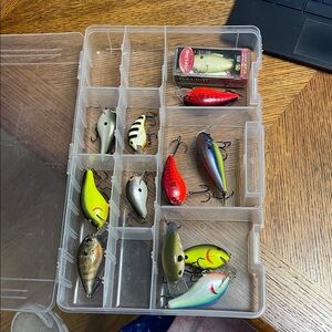 Assorted Fishing Crankbaits - Neon Yellow, Red, Chartreuse